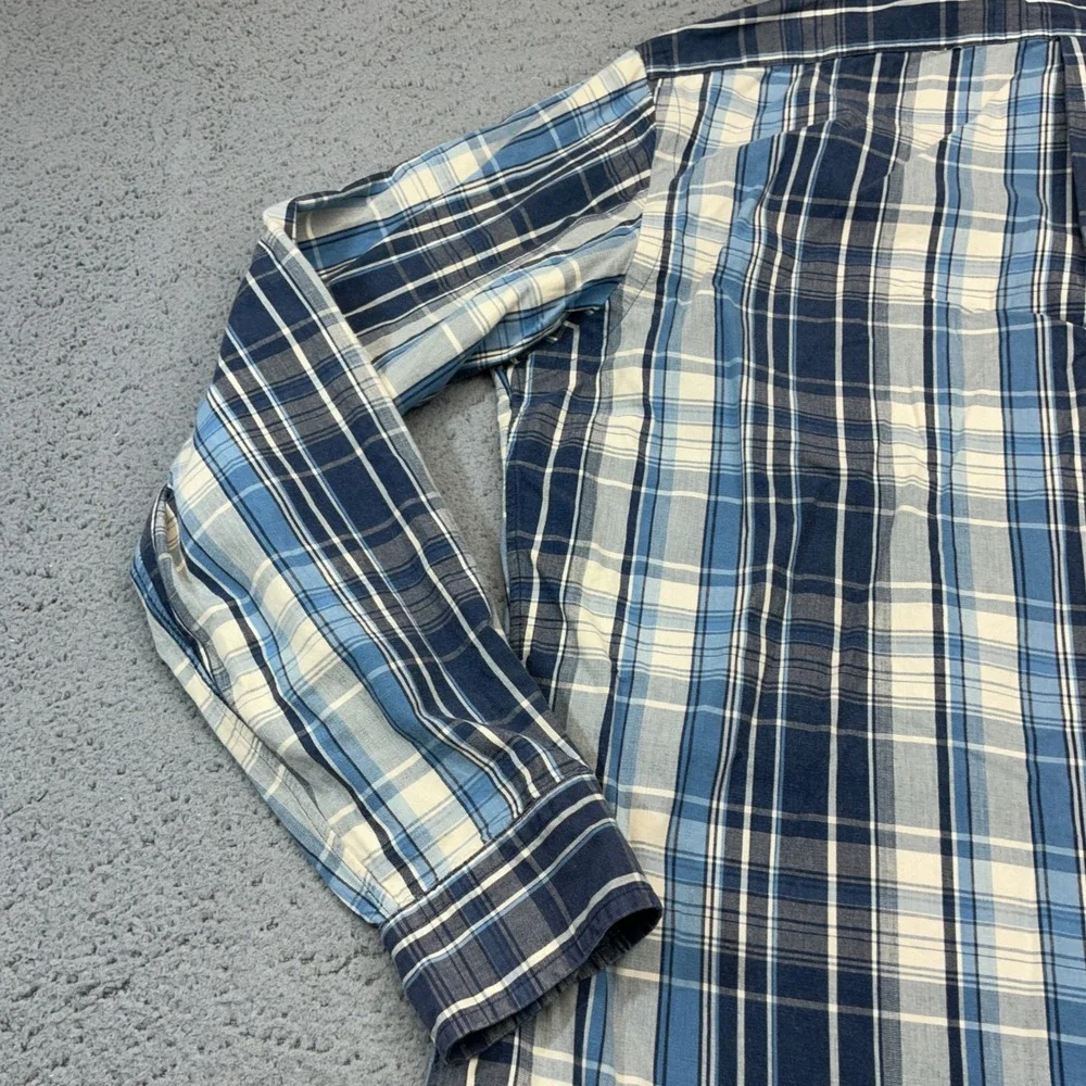 Ralph Lauren Button Down Mens Large Blue Plaid Custom Fit Long Sleeve Pony Logo